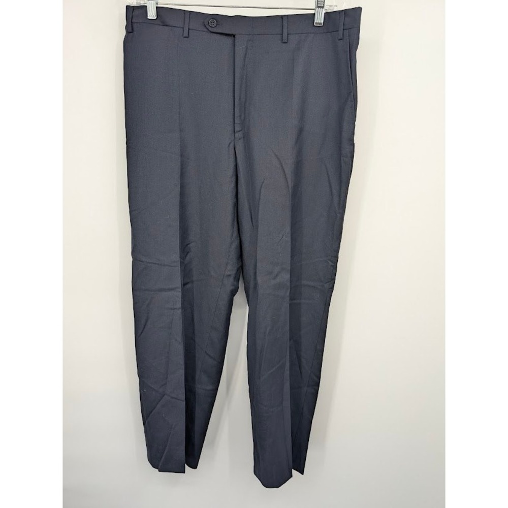 Canali Italy Navy Blue 100% Wool Trousers Dress Pants Flat front Men's US sz 38